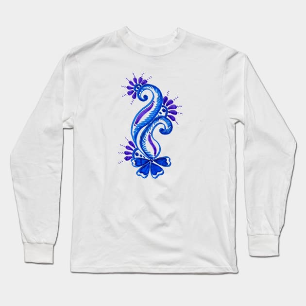 Blue floral design Long Sleeve T-Shirt by TaarsDesigns